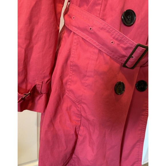 Gap Womens Trench Coat Double Breasted Belted Hot Pink Size M Spring Jacket - Picture 9 of 15
